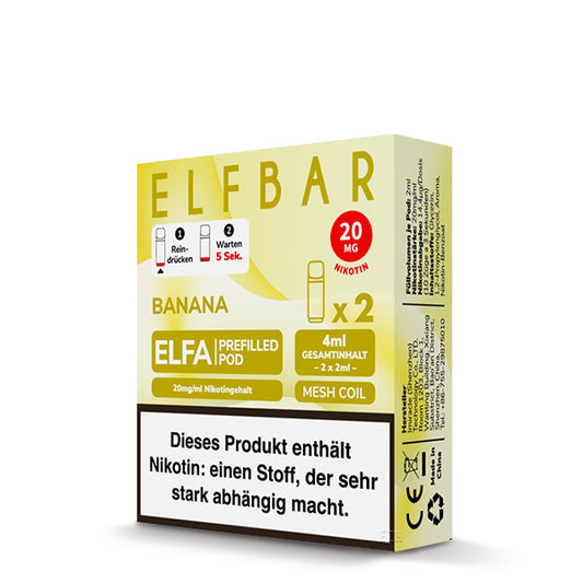 ELFA Pod Kit Prefilled Liquid Nachfüllen Elf Bar Dampf Aroma Geschmack Vape Stick vorbefüllt 2ml 4ml 1200 Züge Banane Verpackung Bananen Geschmack Aroma