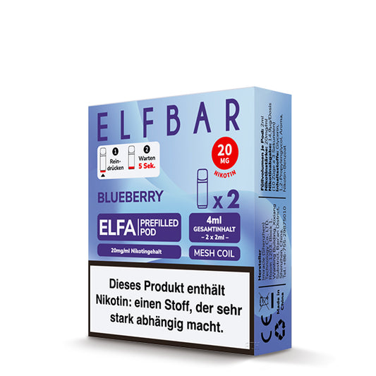 ELFA Pod Kit Prefilled Liquid Nachfüllen Elf Bar Dampf Aroma Geschmack Vape Stick vorbefüllt 2ml 4ml 1200 Züge Blueberry Bestellen Blaubeeren Geschmack