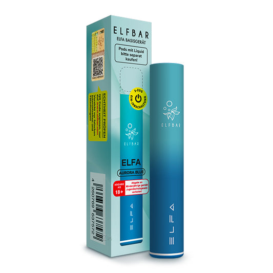 Elfa-Pod-Kit E-Zigarette Vape Stick Liquid Kostenloser Versand Rückgaberecht Lieferung Aurora Blue Blau Verpackung
