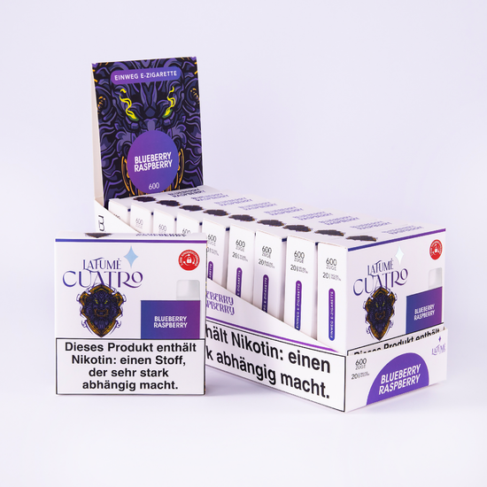 La Fume Cuatro Blueberry Raspberry Nikotin Einweg E-Zigarette Vape Aroma 600 Züge 10er Pack